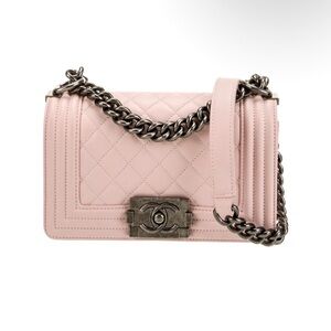Chanel Boy Small Flap – Blush Pink Caviar – Ruthenium Silver Hardware – Full Set